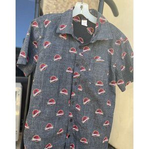 Jurassic Park Men's Button-Down Shirt  Sz. Small Cotton Dark Gray